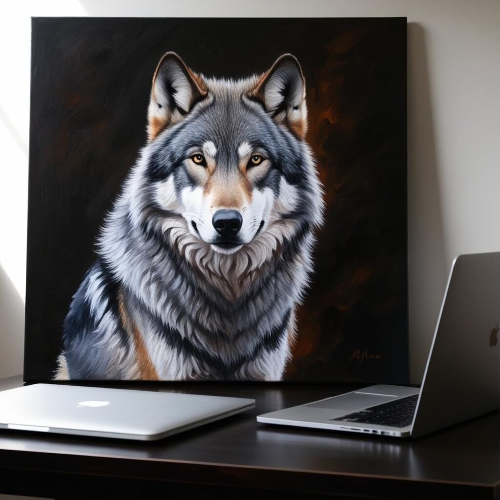 Um-quadro-de-lobo-no-escritorio-com-um-lap-top-1024x1024 Aquetipo Lobo 🐺