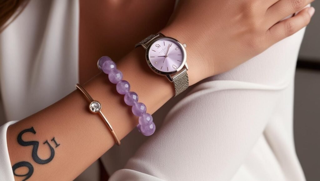 pulseira-de-quatzo-lilas-no-braco-tatuado-s-e-numeros-de-uma-mulher-usando-relogio-1024x579 Quartzo Lilás