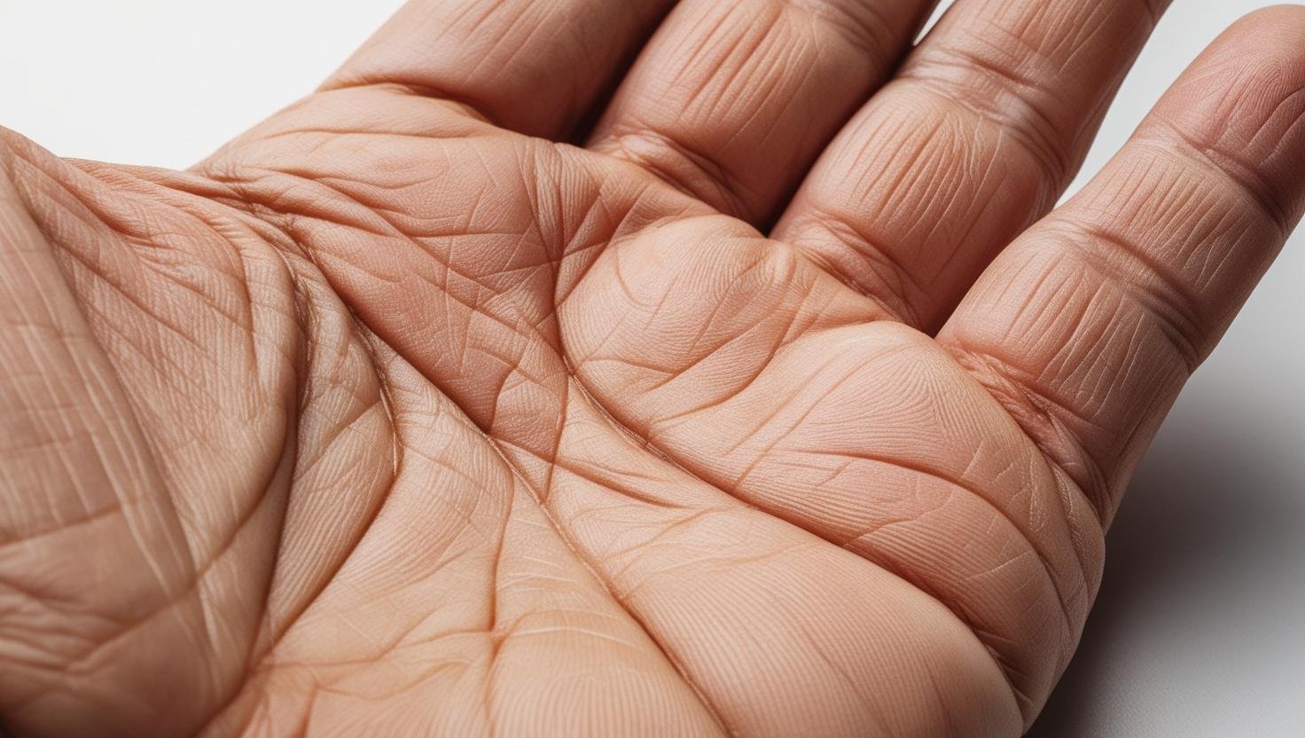 Uma mão com linhas bem profundas, otima para quiromacia, leitura de mãos.